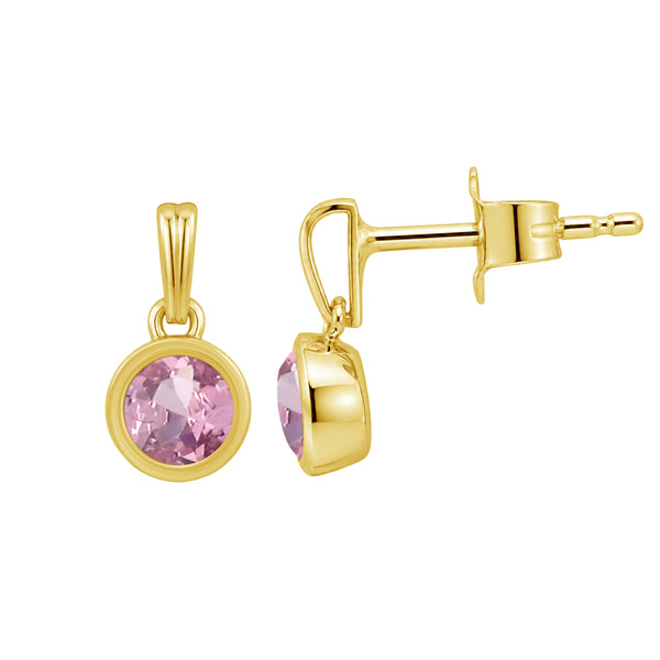 5MM Gemstone 14K Gold Over Silver Earrings