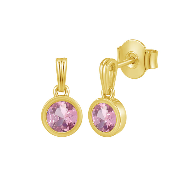 5MM Gemstone 14K Gold Over Silver Earrings