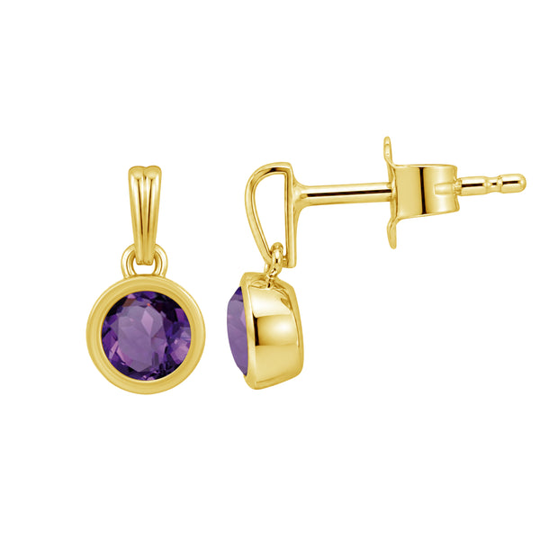 5MM Gemstone 14K Gold Over Silver Earrings