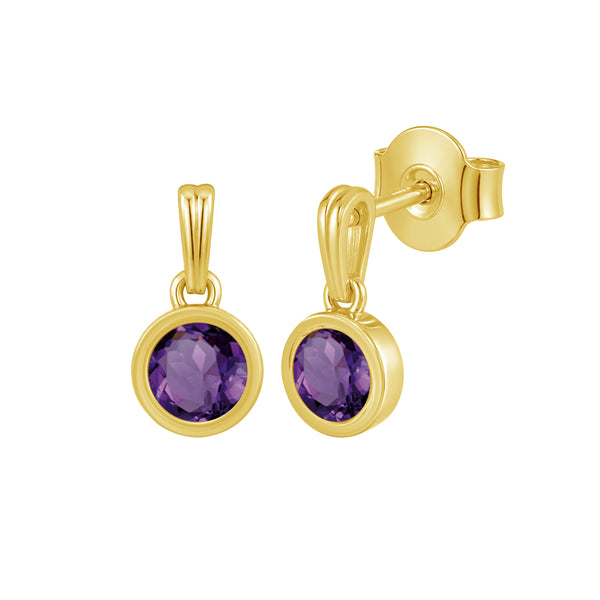 5MM Gemstone 14K Gold Over Silver Earrings