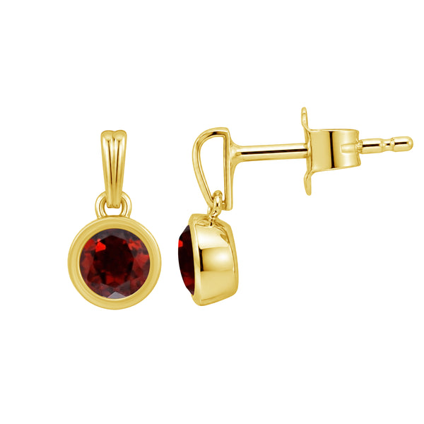 5MM Gemstone 14K Gold Over Silver Earrings