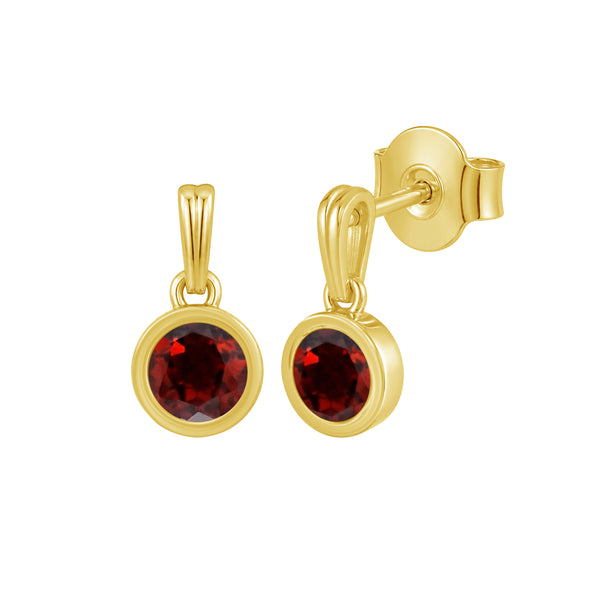 5MM Gemstone 14K Gold Over Silver Earrings
