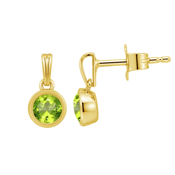5MM Gemstone 14K Gold Over Silver Earrings