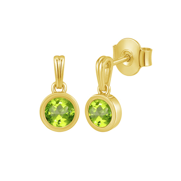 5MM Gemstone 14K Gold Over Silver Earrings