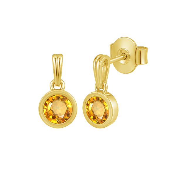 5MM Gemstone 14K Gold Over Silver Earrings