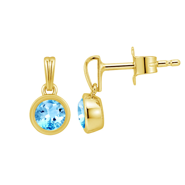 5MM Gemstone 14K Gold Over Silver Earrings