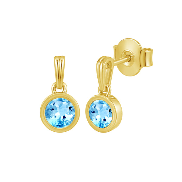 5MM Gemstone 14K Gold Over Silver Earrings