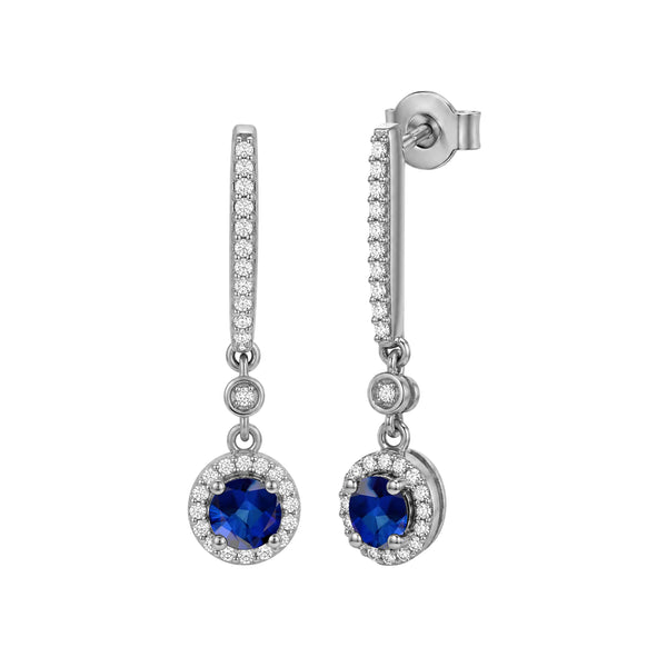 Gemstone and Created White Sapphire Earrings (Assorted colors)