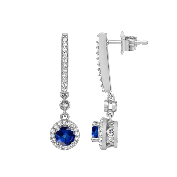 Gemstone and Created White Sapphire Earrings (Assorted colors)