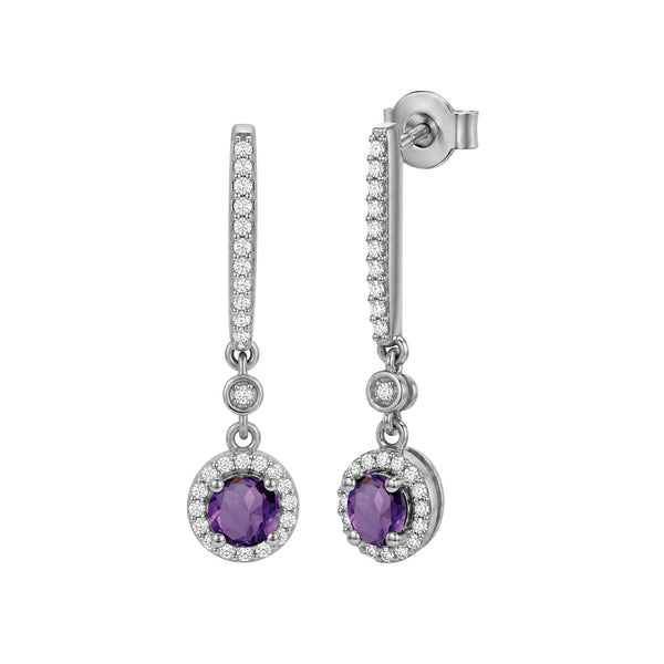 Gemstone and Created White Sapphire Earrings (Assorted colors)