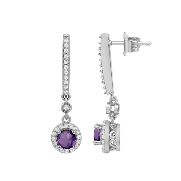 Gemstone and Created White Sapphire Earrings (Assorted colors)
