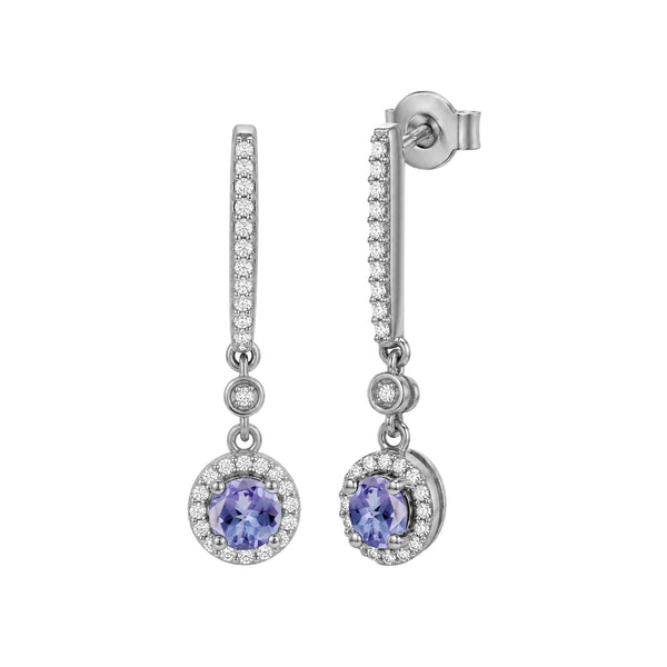 Gemstone and Created White Sapphire Earrings (Assorted colors)