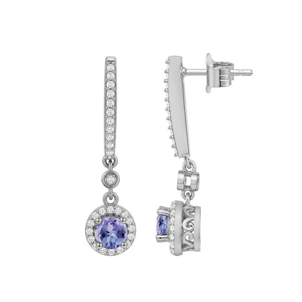 Gemstone and Created White Sapphire Earrings (Assorted colors)