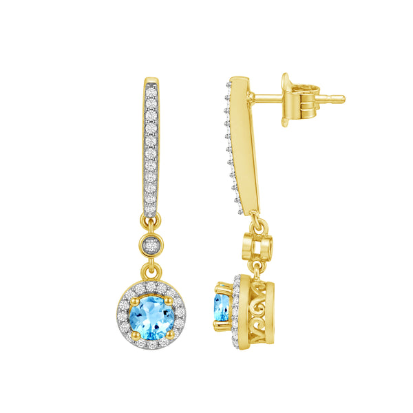Gemstone and Created White Sapphire Earrings (Assorted colors)