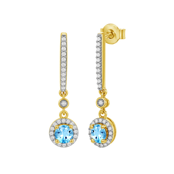 Gemstone and Created White Sapphire Earrings (Assorted colors)