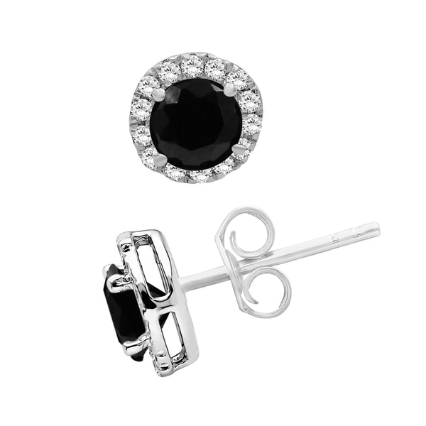 1/2 - 2 Carat T.W. Black and White Diamond Sterling Silver Earrings