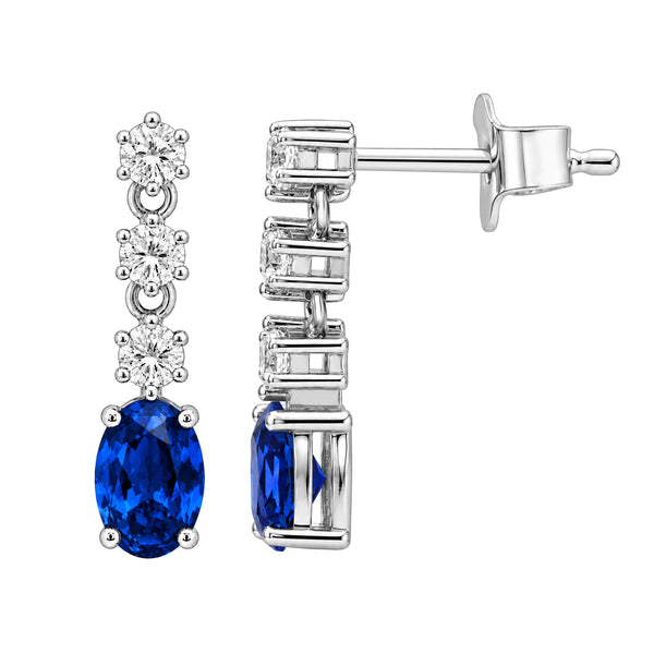 Gemstone & 1/3 Carat T.W. Lab Grown Diamond Sterling Silver Earrings - Assorted Gemstone