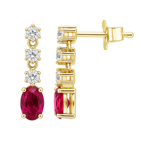 Gemstone & 1/3 Carat T.W. Lab Grown Diamond Sterling Silver Earrings - Assorted Gemstone