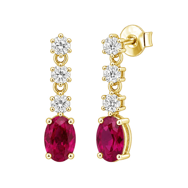 Gemstone & 1/3 Carat T.W. Lab Grown Diamond Sterling Silver Earrings - Assorted Gemstone