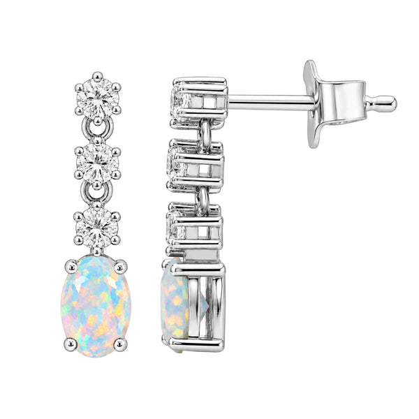 Gemstone & 1/3 Carat T.W. Lab Grown Diamond Sterling Silver Earrings - Assorted Gemstone