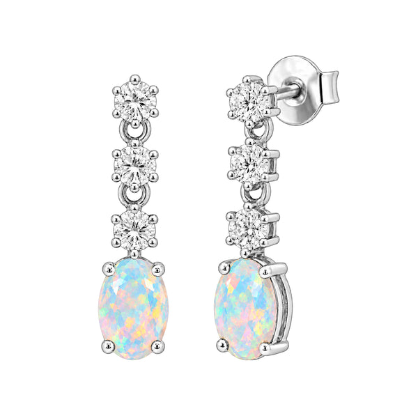 Gemstone & 1/3 Carat T.W. Lab Grown Diamond Sterling Silver Earrings - Assorted Gemstone