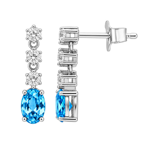 Gemstone & 1/3 Carat T.W. Lab Grown Diamond Sterling Silver Earrings - Assorted Gemstone