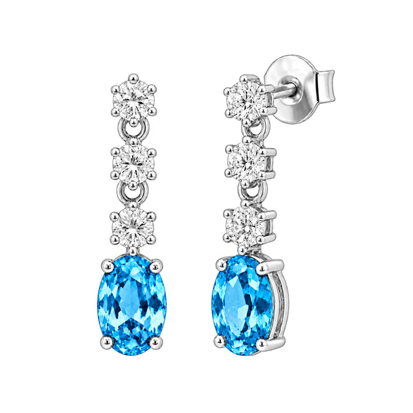 Gemstone & 1/3 Carat T.W. Lab Grown Diamond Sterling Silver Earrings - Assorted Gemstone