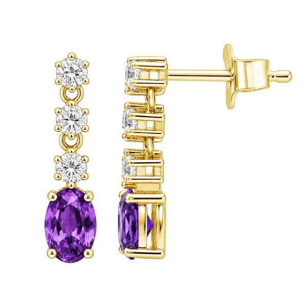 Gemstone & 1/3 Carat T.W. Lab Grown Diamond Sterling Silver Earrings - Assorted Gemstone