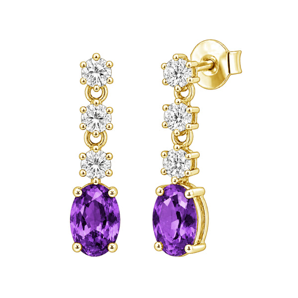 Gemstone & 1/3 Carat T.W. Lab Grown Diamond Sterling Silver Earrings - Assorted Gemstone