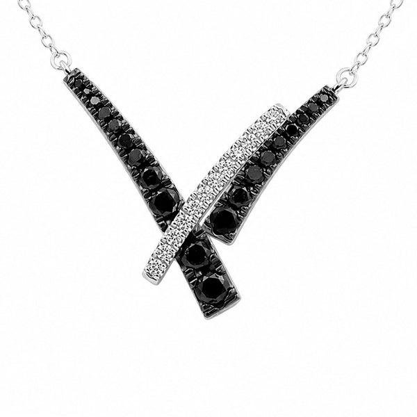 1.00 Carat T.W. Black and White Diamond Necklace ( 8R Rope Chain ) (Assorted colors)