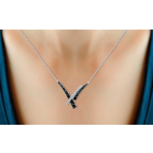 1.00 Carat T.W. Black and White Diamond Necklace ( 8R Rope Chain ) (Assorted colors)