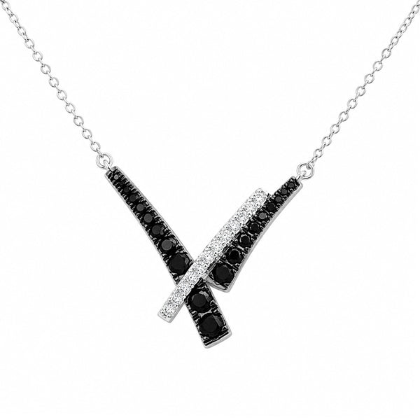 1.00 Carat T.W. Black and White Diamond Necklace ( 8R Rope Chain ) (Assorted colors)
