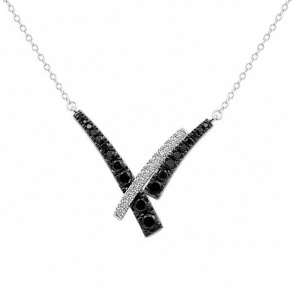 1.00 Carat T.W. Black and White Diamond Necklace ( 8R Rope Chain ) (Assorted colors)