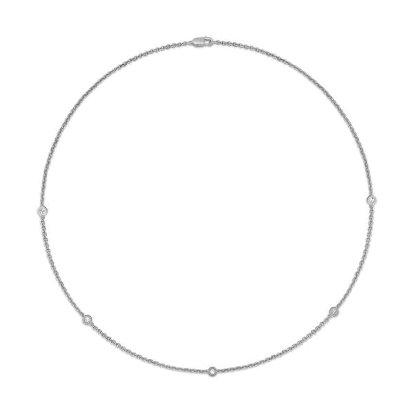1.00 Carat T.W. Lab Grown Diamond Bezel Sterling Silver Station Necklace
