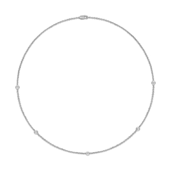 1.00 Carat T.W. Lab Grown Diamond Bezel Sterling Silver Station Necklace