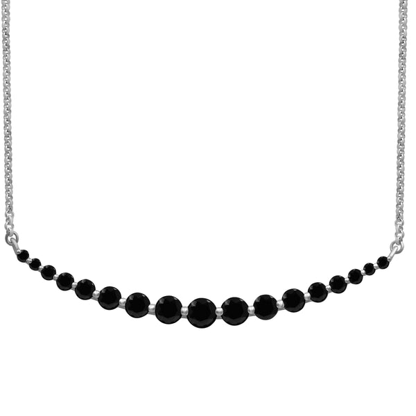 1.00 Carat T.W. Black Diamond Sterling Silver Necklace ( Cable Chain )
