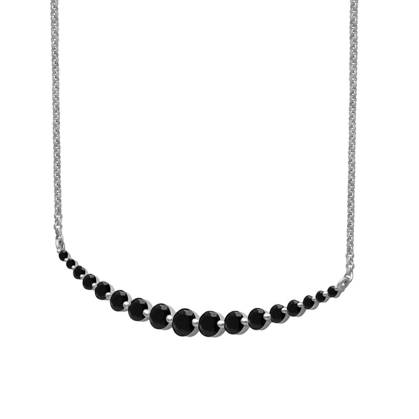 1.00 Carat T.W. Black Diamond Sterling Silver Necklace ( Cable Chain )