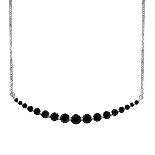 1.00 Carat T.W. Black Diamond Sterling Silver Necklace ( Cable Chain )