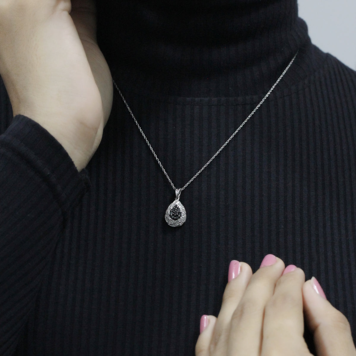 1/4 ctw Black and White Diamond Pendant in Sterling Silver
