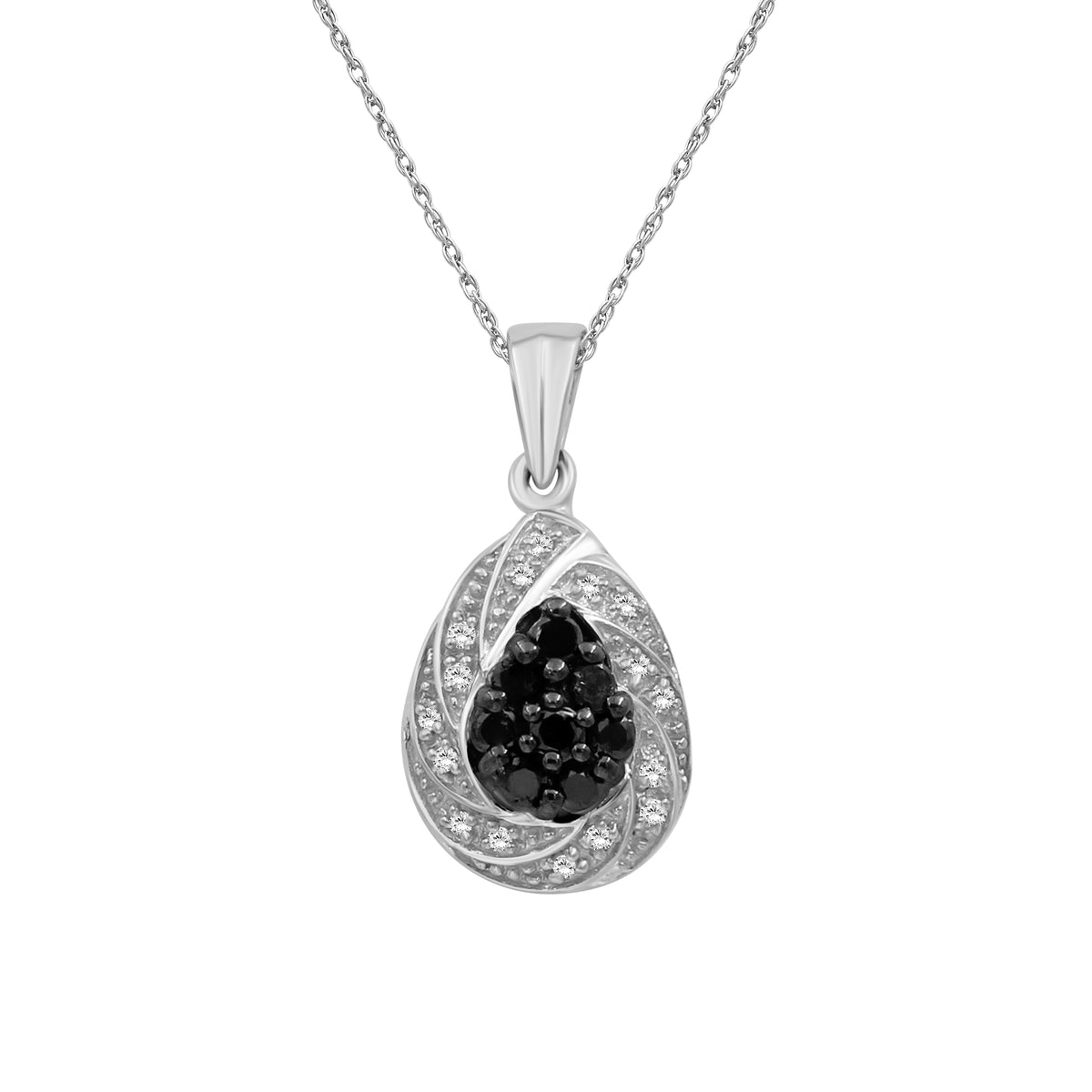 1/4 ctw Black and White Diamond Pendant in Sterling Silver