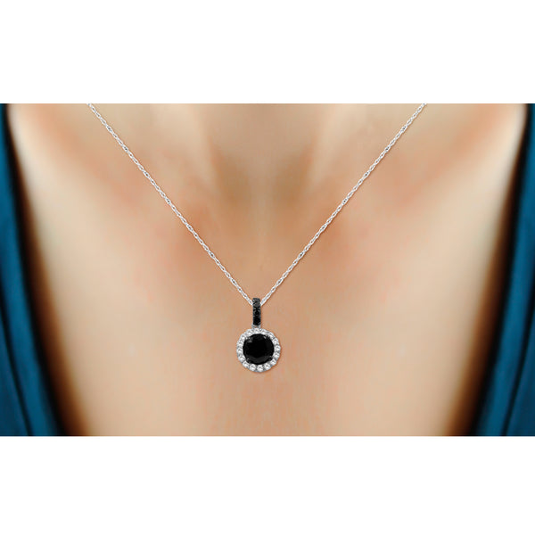 1 1/2 Carat T.W. Black and White Diamond Sterling Silver Pendant ( 8R Rope Chian )
