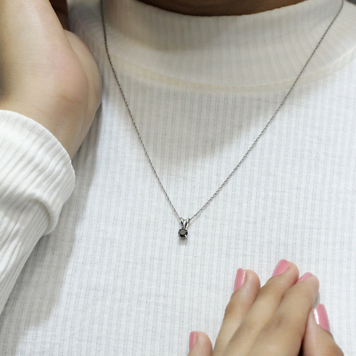 Black Diamond Pendant in Sterling Silver (0.5 Carat to 3 Carat)