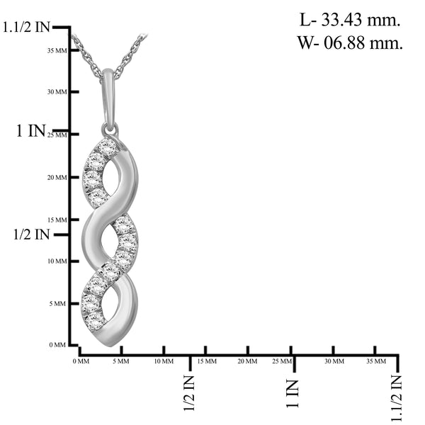 1/2 Carat T.W Lab Grown Diamond Sterling Silver Pendant ( 8R Rope Chain )