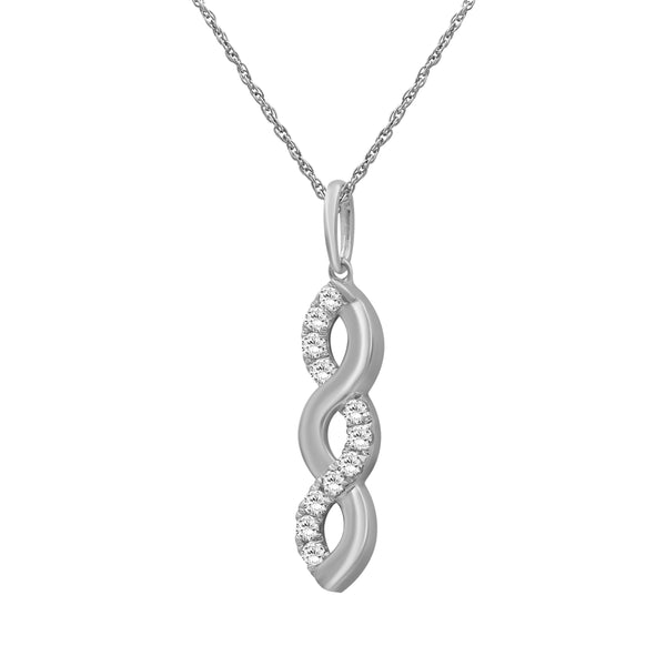 1/2 Carat T.W Lab Grown Diamond Sterling Silver Pendant ( 8R Rope Chain )