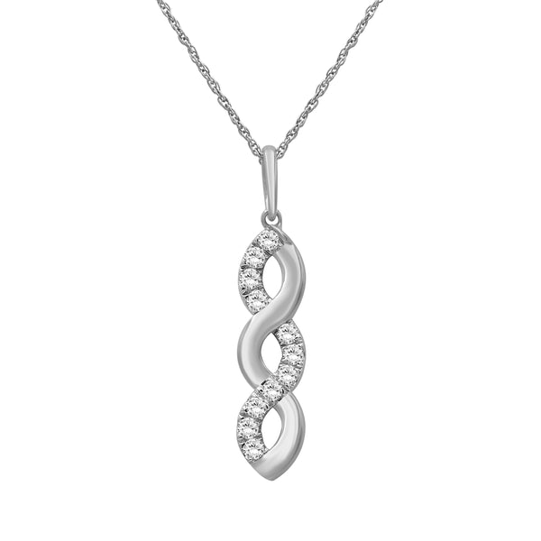 1/2 Carat T.W Lab Grown Diamond Sterling Silver Pendant ( 8R Rope Chain )