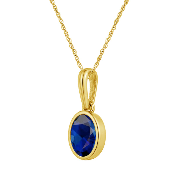 7x5 Oval Gemstone 14K Gold Over Silver Pendant (8R Rope Chain)
