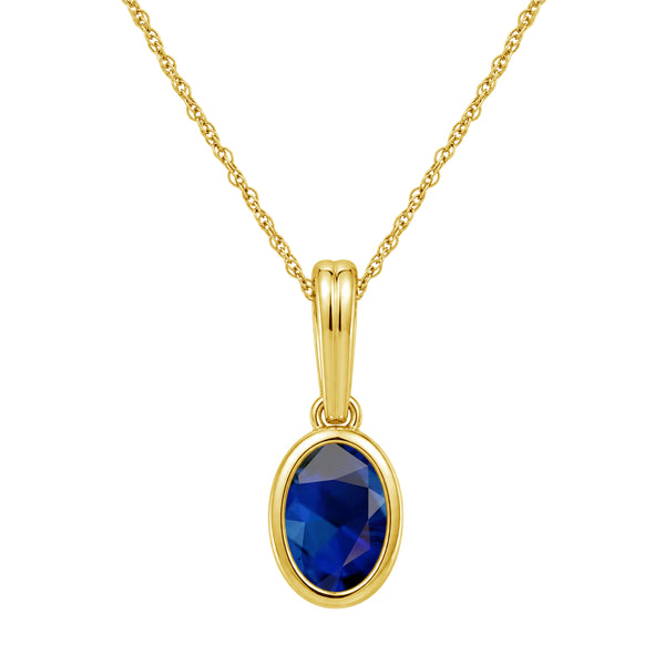 7x5 Oval Gemstone 14K Gold Over Silver Pendant (8R Rope Chain)