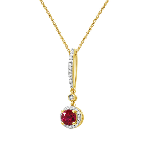 Gemstone and Created White Sapphire Pendant (8R Rope Chain) Assorted Colors