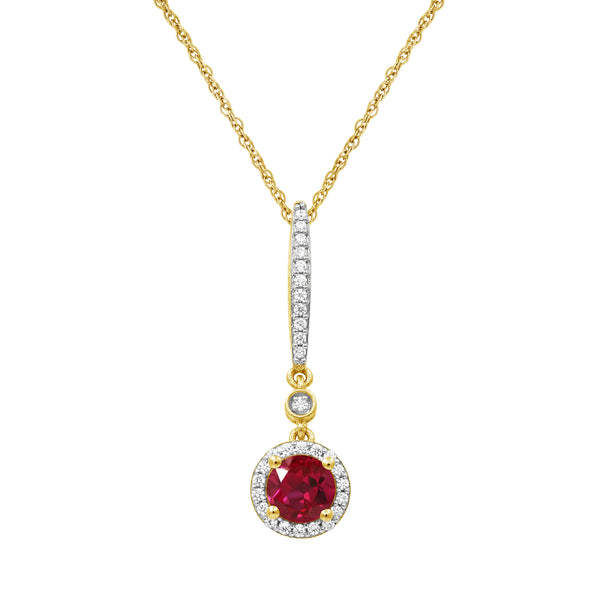 Gemstone and Created White Sapphire Pendant (8R Rope Chain) Assorted Colors