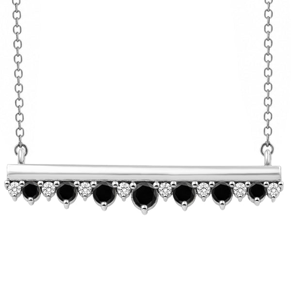1/2 Carat T.W. Black and White Diamond Sterling Silver Necklace ( Cable Chain )